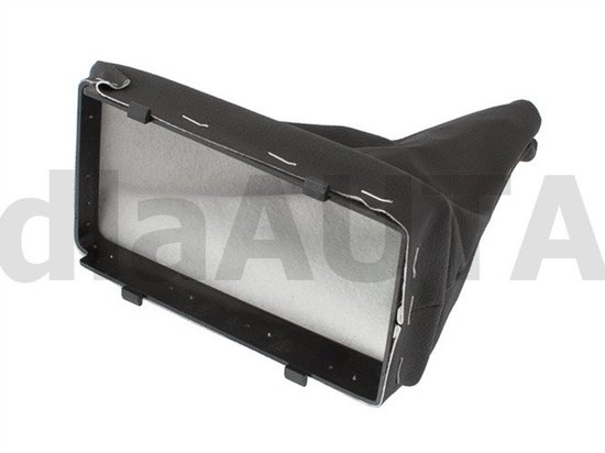 Onderkant van zwarte handremhoes met metalen frame en clips, voor Opel Corsa C.