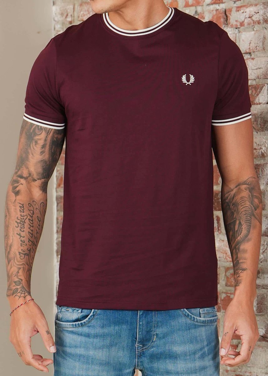 Fred Perry Twin tipped t-shirt ecru Oxblood