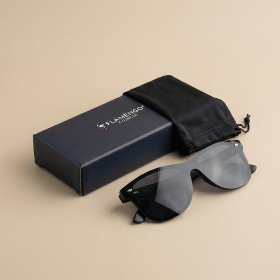 FLAMENGO Randloze Zonnebril - Sunglasses - Festival - Sport - Wintersport - Strand - Ski zonnebril - UV400 - Gepolariseerd - Geschikt voor dames/heren - Stijlvol Design - Zwart - incl. brillenzakje van FLAMENGO — afbeelding 4