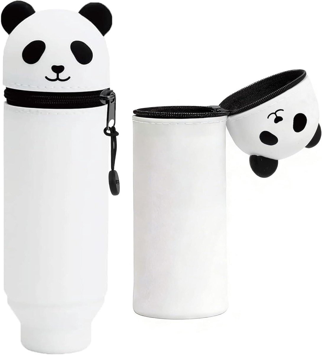 Zacht siliconen etui met schattige panda, telescopisch 2-in-1 design. Perfect voor kinderen.
