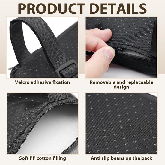 Bureaustoel armleuningkussens - Comfortabel en ergonomisch - Machinewasbaar - Verlicht pijn - Memory foam - 25x7,5x3 cm - Voor thuiswerk en gaming - Set van 2 — afbeelding 2