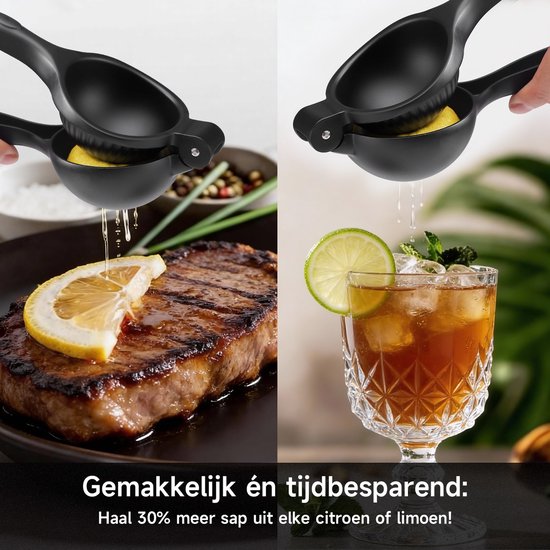 BARDI Citroenpers - Limoenpers - Handmatige Citroenpers - Lemon squeezer - Citrusknijper - Fruitpers - Sinaasappelpers - ZWART van Bardi — afbeelding 5