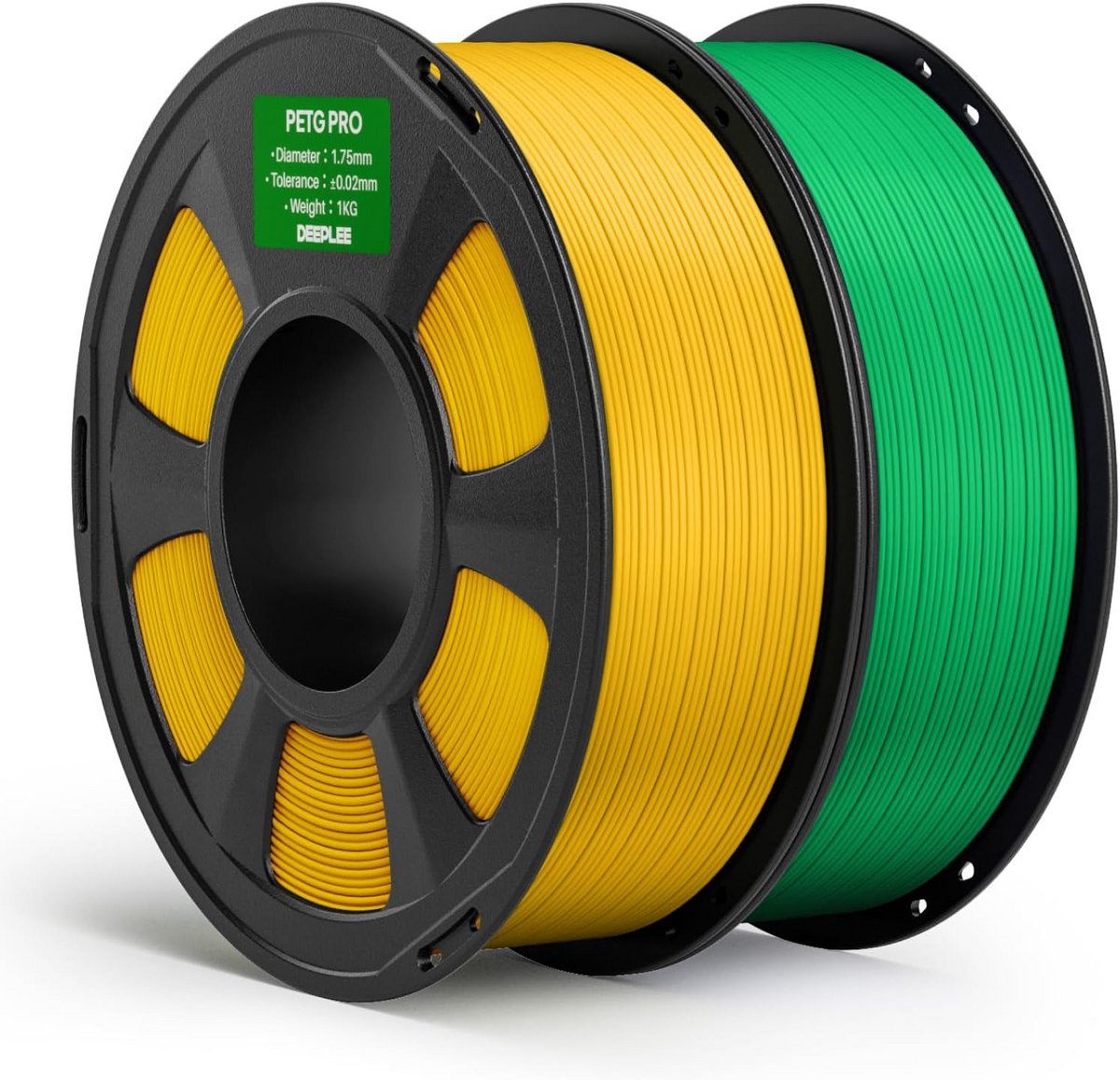 3D Printer Filament PETG Pro (2 kg, Geel & Groen) 1.75mm - Hoge Slagvastheid - Nauwkeurigheid +/- 0.02mm - 2 Spoelen