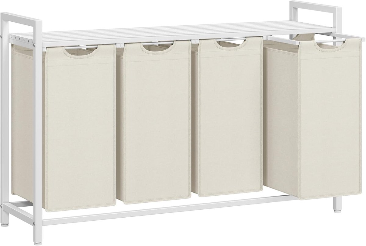 Hoppa! Wasmand - Wit - MDF, Staal, Oxford-Stof - 116 x 33 x 72 cm (B x D x H)