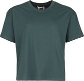 Effen donkergroen T-shirt met korte mouwen en ronde hals, met R.E.D. label bij de zoom.