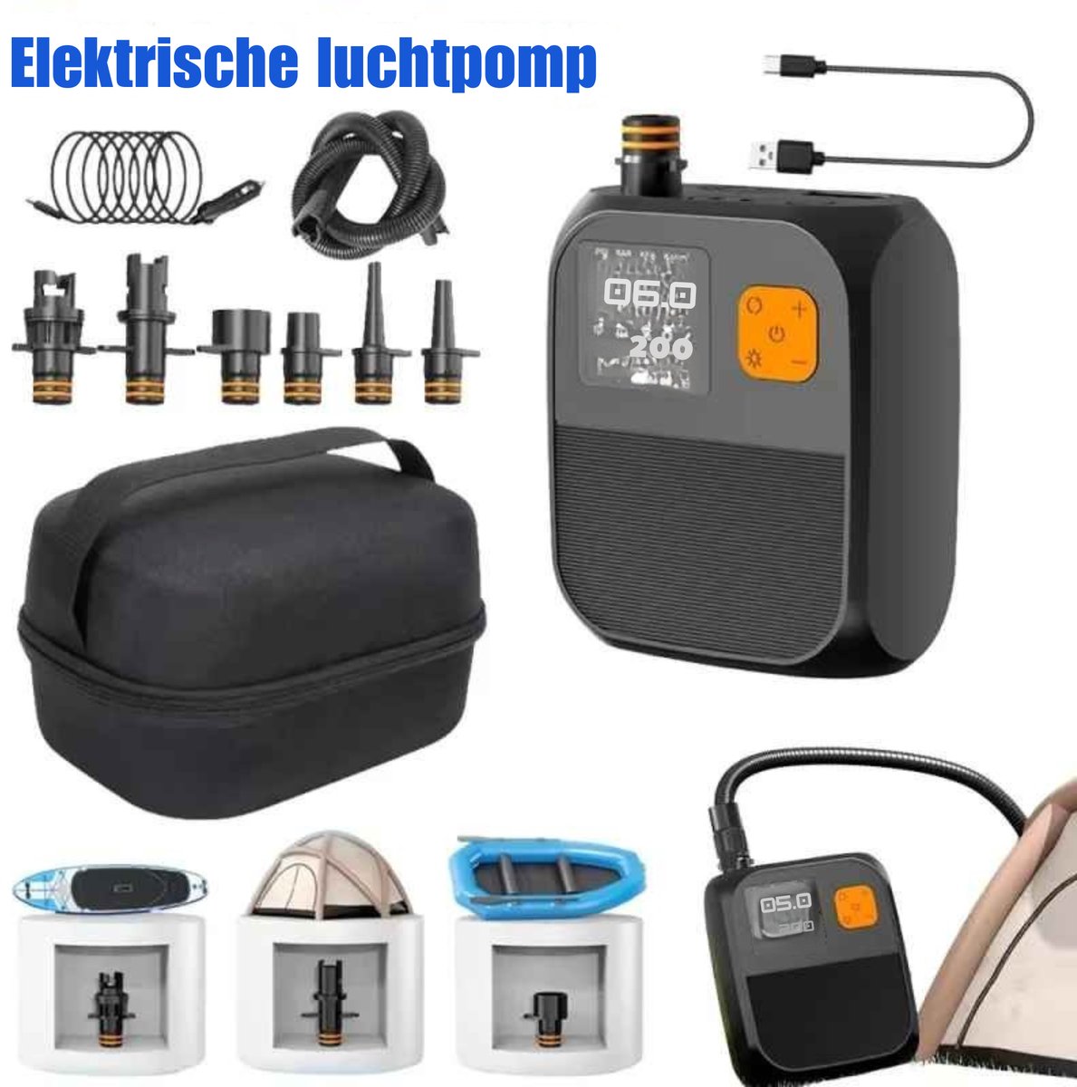 ElevateCommerce - Elektrische SUP Luchtpomp 25PSI met LCD Display & Auto Stop thumbnail 4