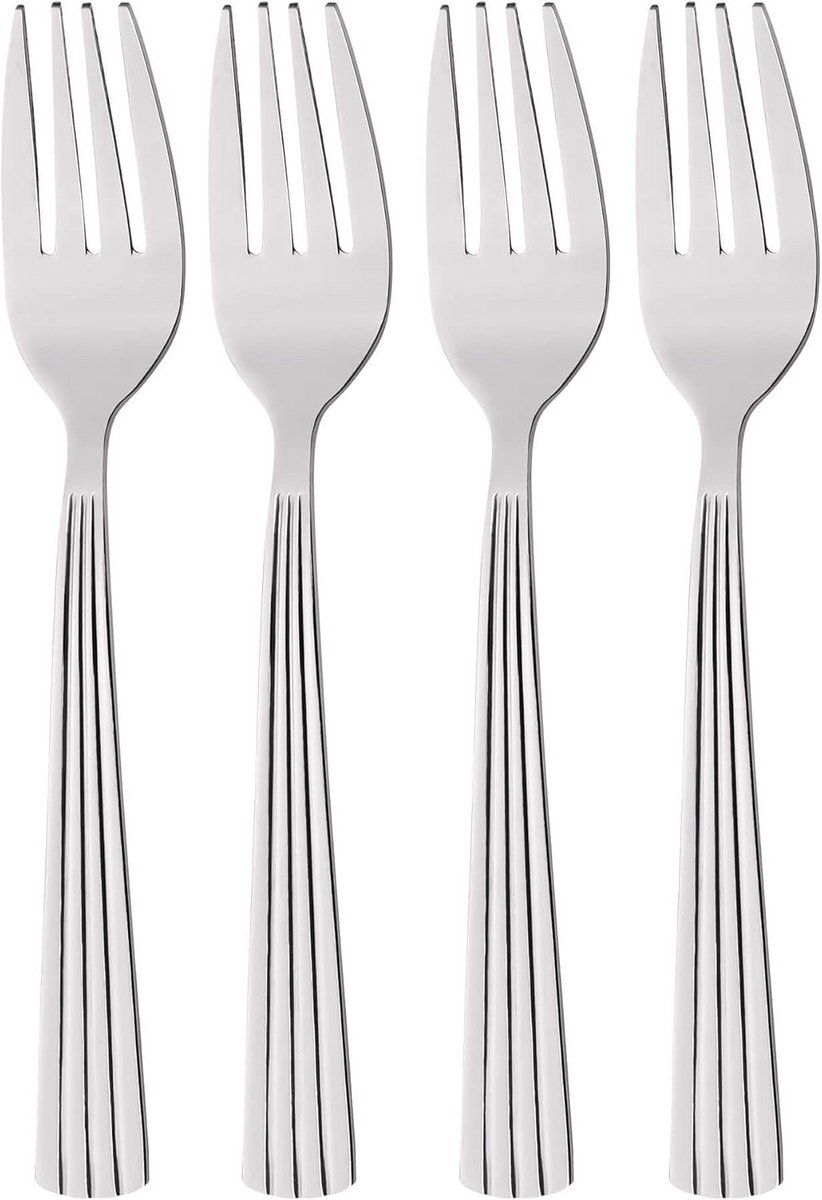 Set van 4 Kleine Dessertvorkjes van RVS voor Taart en Gebak