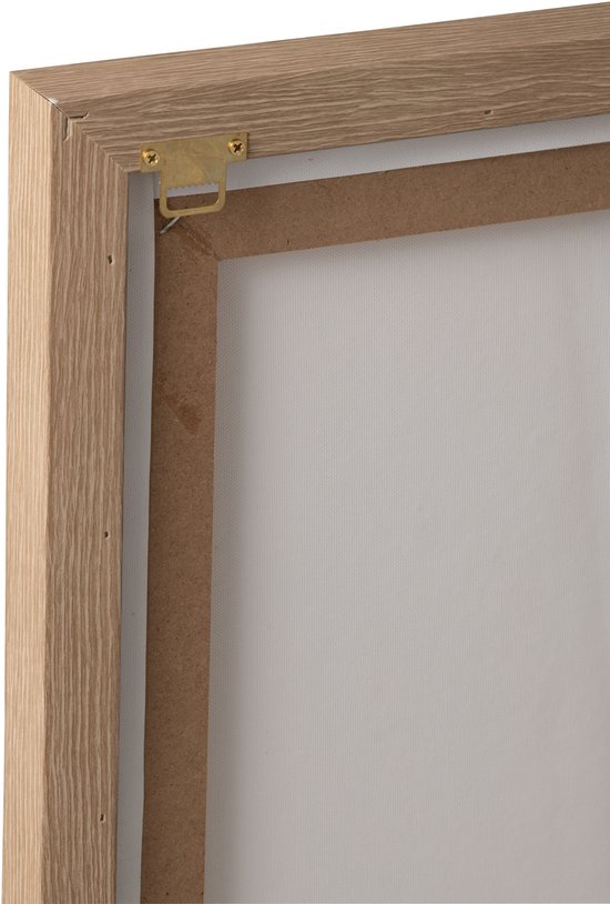 Arrière d'une toile peinte avec cadre en bois et système de suspension.