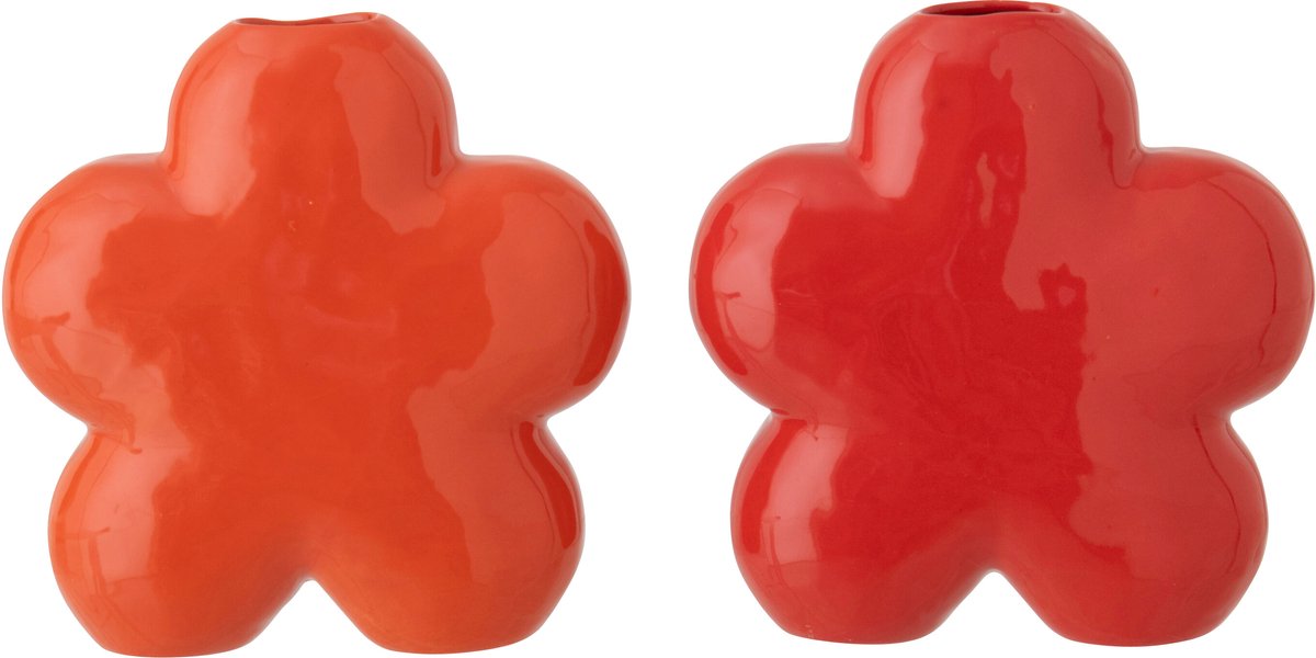vaas Bloem - porselein - oranje/rood - large - set van 2