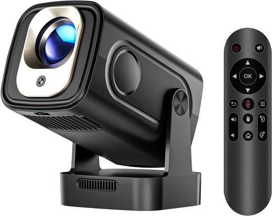 Mini Beamer Zwart met Autofocus, Keystone, WiFi 6, Bluetooth 5.4, 180° Draaibaar, Ingebouwde Speaker