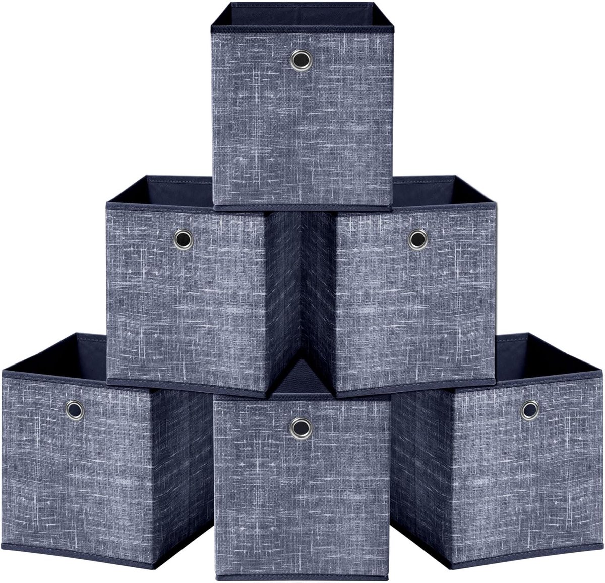 Famanu – Blauwe stoffen opbergdozen met doorvoergreep - ruimtebesparende stoffen kubus opbergdozen voor kleding - speelgoed - boekenorganisatie (33 x 33 x 33 cm)