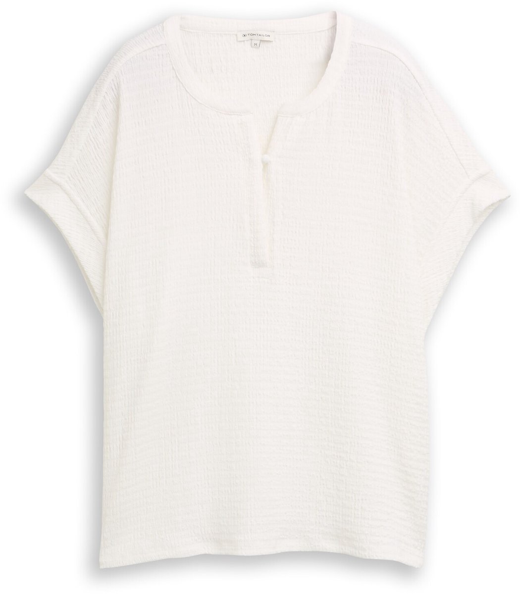 Tom Tailor - Crinkle T-shirt - Maat L - Whisper White
