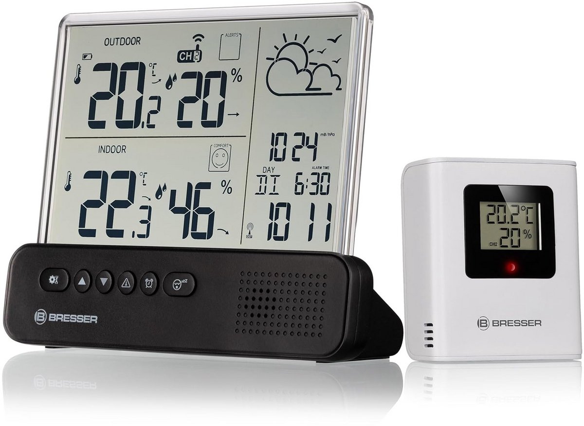 Draadloos Weerstation met Binnensensor en Transparant Display voor Temperatuur en Luchtvochtigheid
