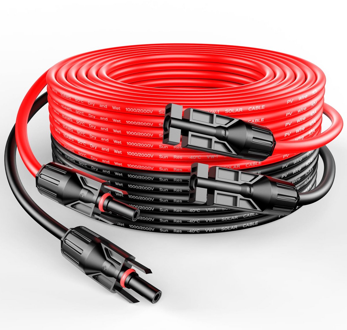 10 Meter Zonnepaneel Verlengkabel Set 10AWG Rood en Zwart met MC4 Connectoren