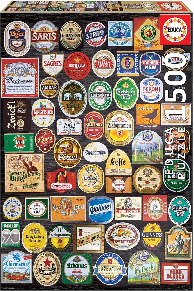 Puzzel 1500 stukjes met Bieretiketten Collectie - Uitdagend Legpuzzel