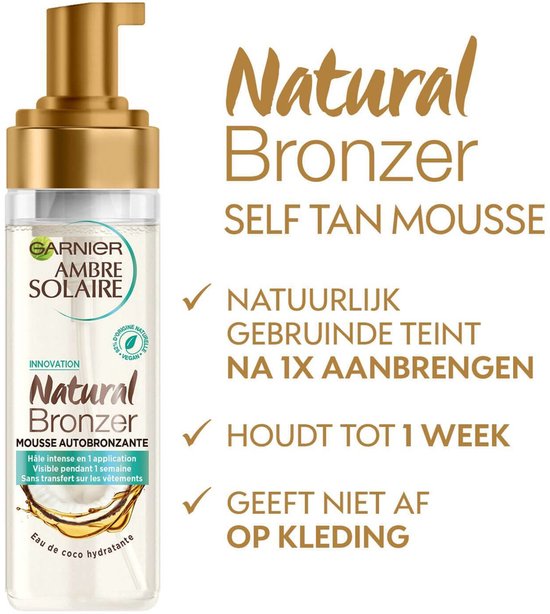Garnier Ambre Solaire Self Tan Mousse - Zelfbruiner voor Lichaam & Gezicht met Hydraterend Kokoswater - 200ml
