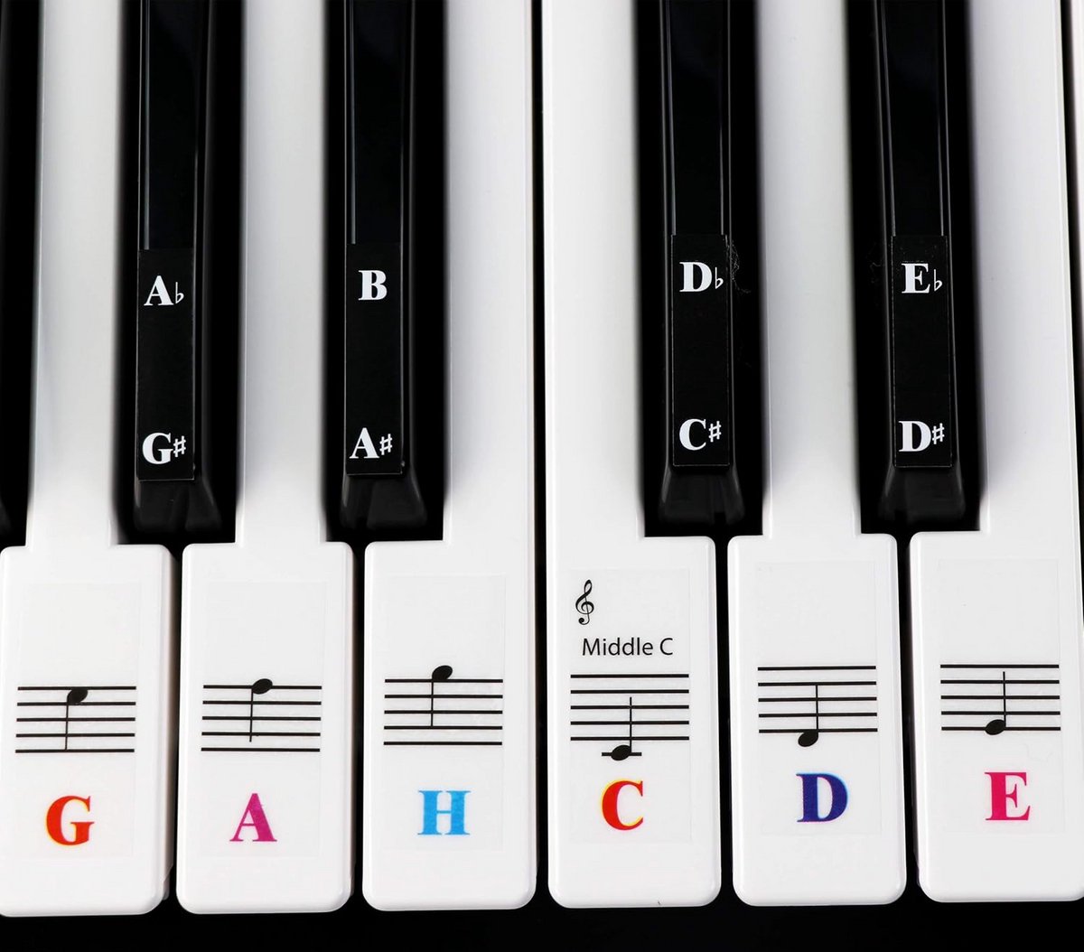 Transparante Leer Stickers voor Keyboard en Piano met 61 Toetsen - Verwijderbaar en Inclusief E-book
