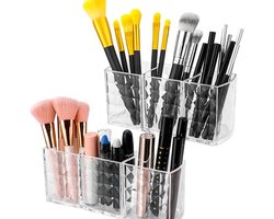 Acryl Make-uporganisatie Set van 2 met Transparante Compartimenten voor Borstels Lippenstiften en Masks