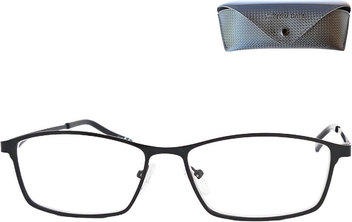 Stijlvolle leesbril met blauwlichtfilter en rechthoekige glazen voor dames en heren, inclusief brillenkoker