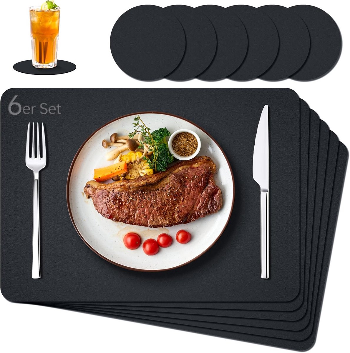 Set van 6 Wasbare Dubbelzijdige Placemats - Waterdicht en Duurzaam Tafelkleed