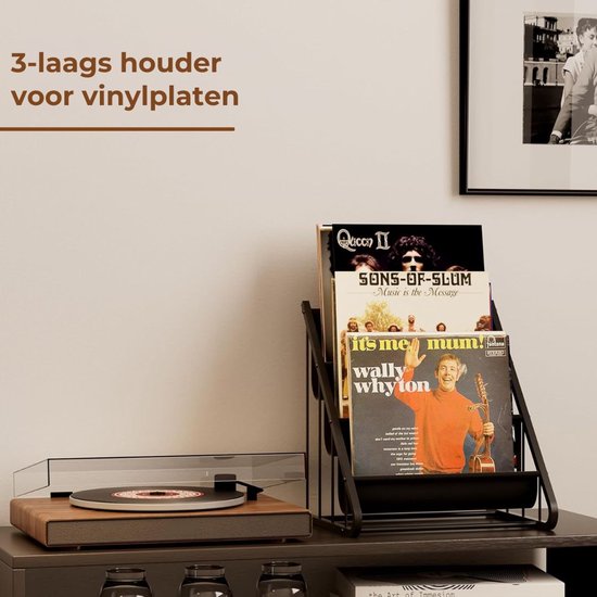 Système de rangement LP SNJY® - Support vinyle - Étagère à disques - 30,6P x 37,4L x 40,1H cm - Zwart