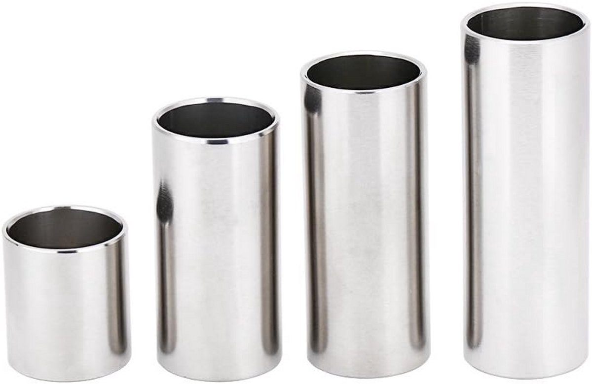 Set van 4 Rosvrijstalen Slide Bar Set voor Elektrische Gitaar, Bas en Ukulele