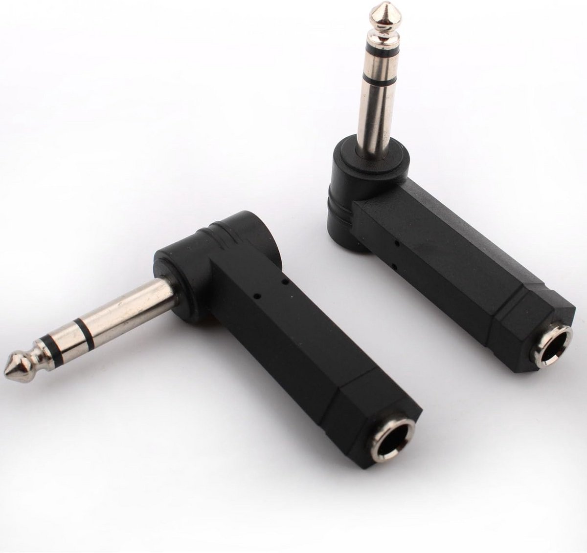 2x Haakse 6,35mm Adapter (1/4 inch Jack) - 90 Graden TRS Stekker voor Audio