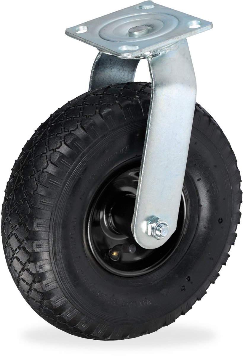 Zwenkwiel luchtband -3.00-4 - met plaatje - tot 120 kg - zwart