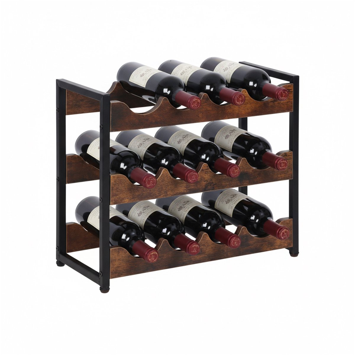 Wijnrek-44,5x38x20 cm-bruin-zwart