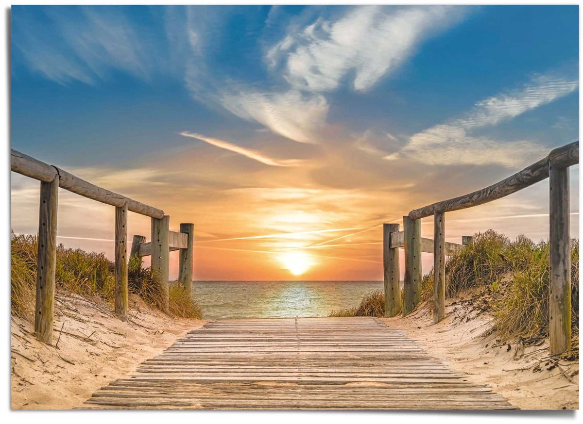 XXL Poster Zonsondergang aan het Strand - 100 x 140 - Papier - REINDERS