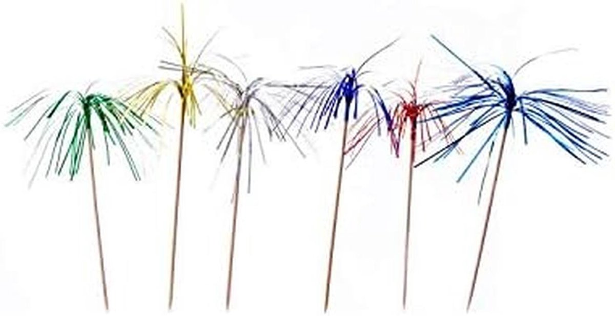 100 Houten Cocktail Picks met Decoratie voor IJs, Drankjes en Desserts - Diverse Kleuren