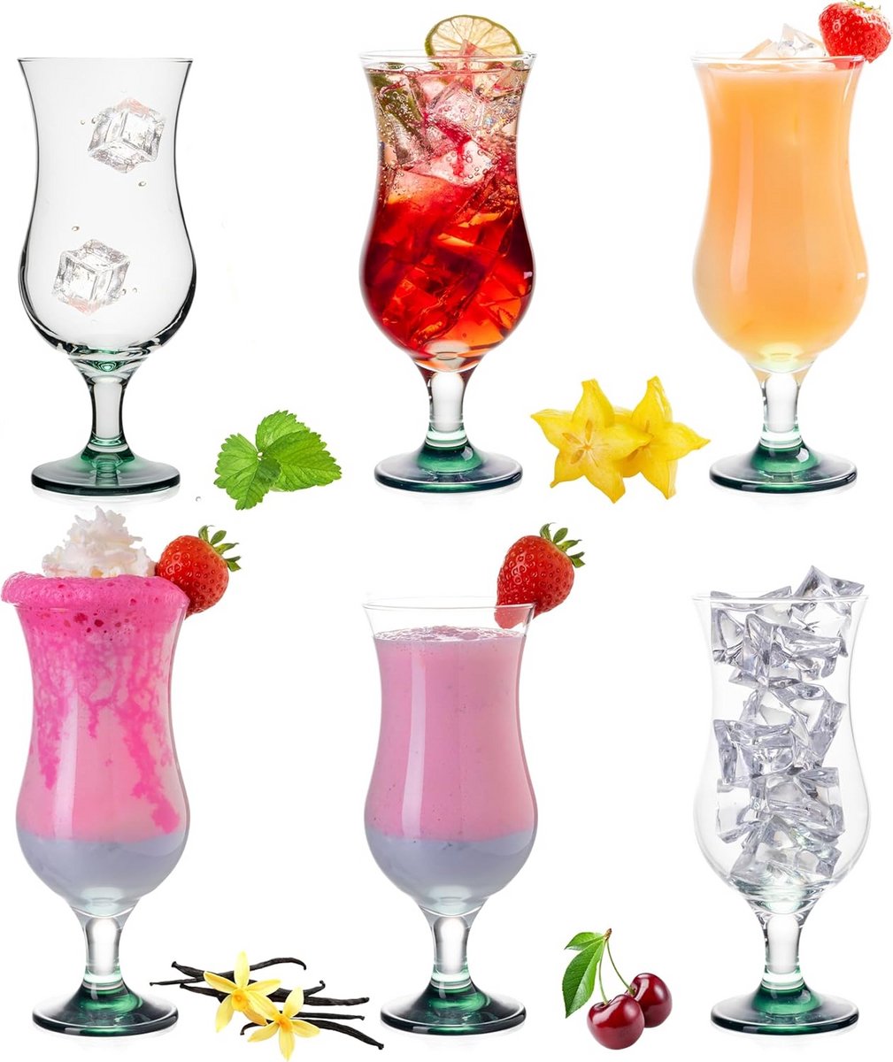 Set van 6 Ombré Cocktailglazen Groen - Longdrinkglazen 400 ml