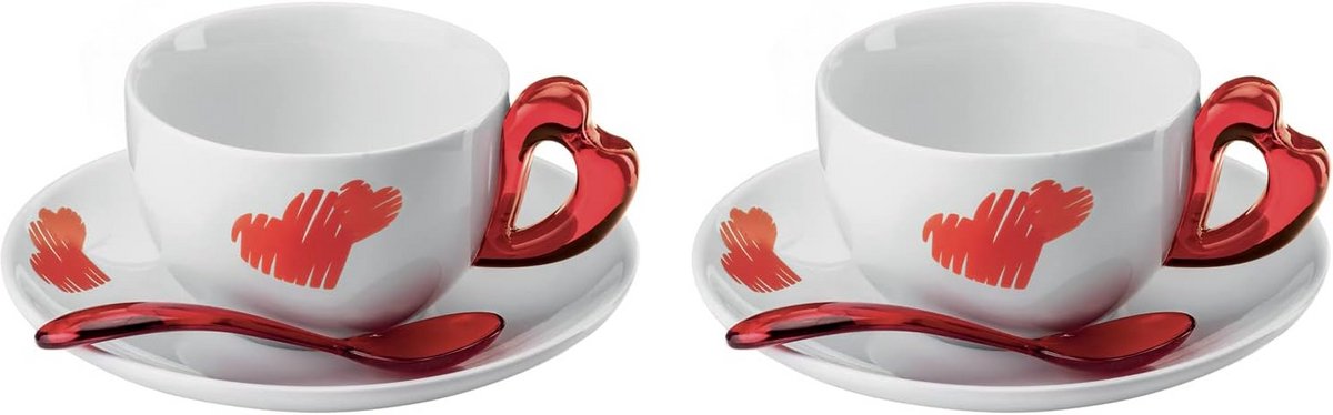 Set van 6 Cappuccino Kopjes en Schotels - Stijlvol Design