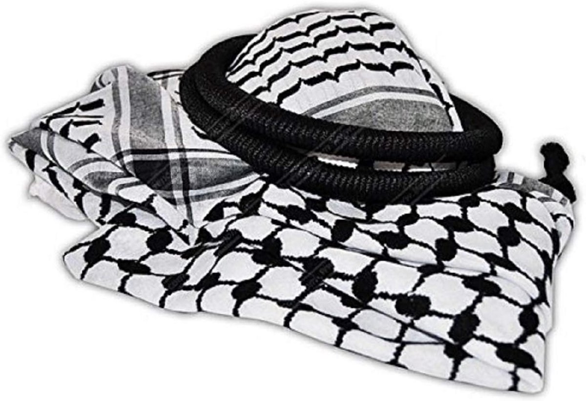 Klassieke Arabische Sjaal Keffiyeh Shemagh met Igal Hoofddoekset Zwart Wit