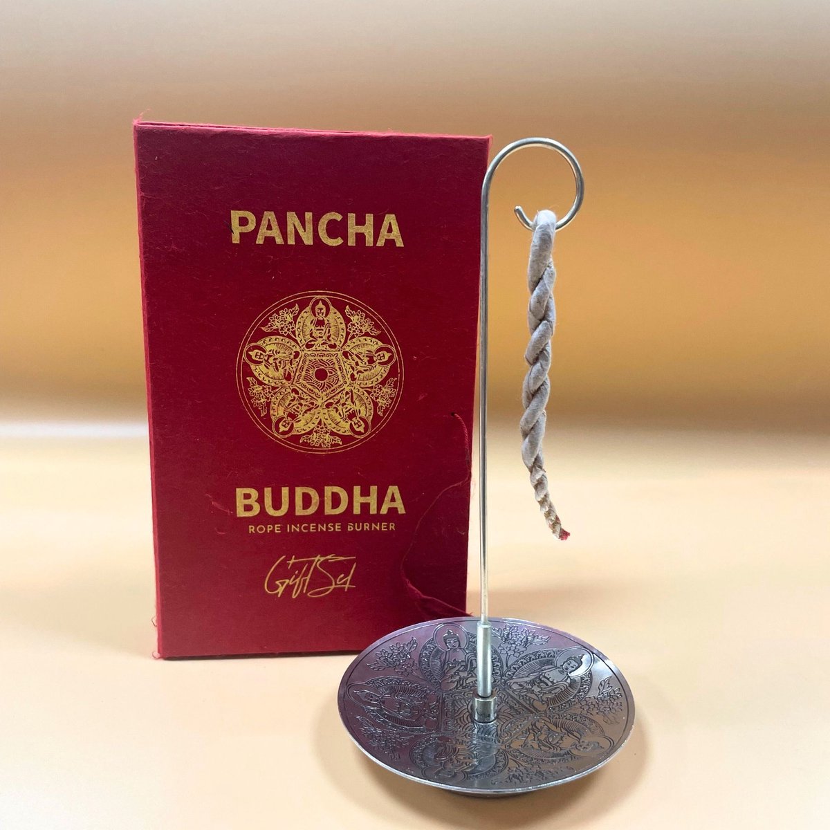 Ancient Wisdom Set van touwwierook en verzilverde houder - Pancha Boeddha multicolor