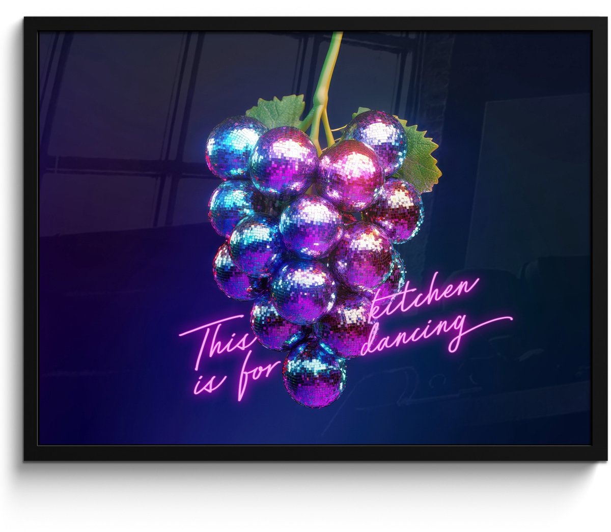 FrameYourWall Fotolijst inclusief poster - Posterlijst 70x50 cm - Posters - Quote - Neon - Disco - Druiven - Foto in lijst - Keuken decoratie muur - Wanddecoratie accessoires - Muurdecoratie - Schilderijen Multicolor