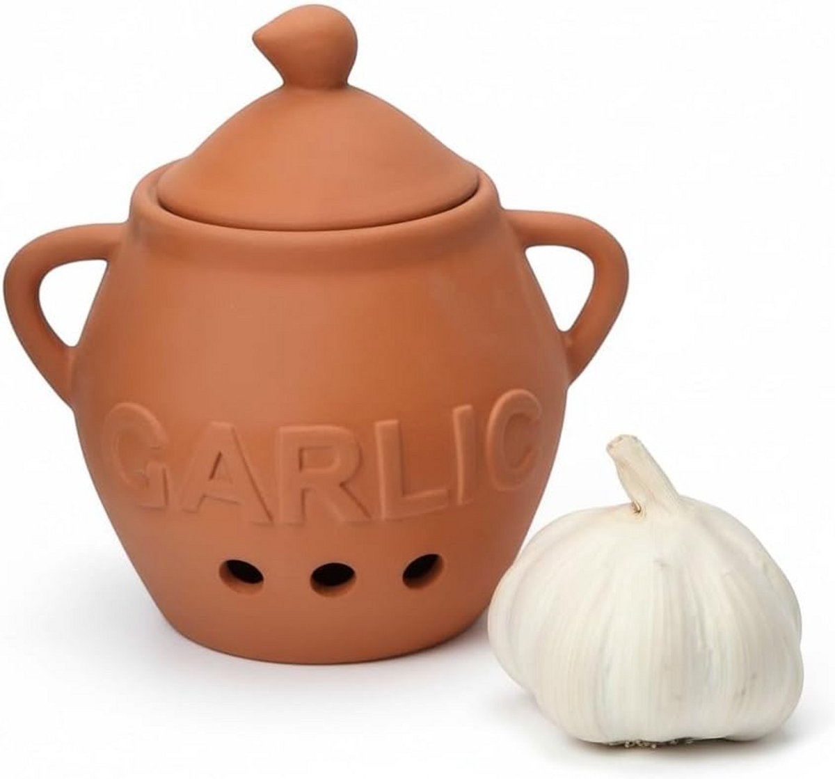 Keramische Knoflook Pot - Terracotta Luchtige Opberger voor Knoflook