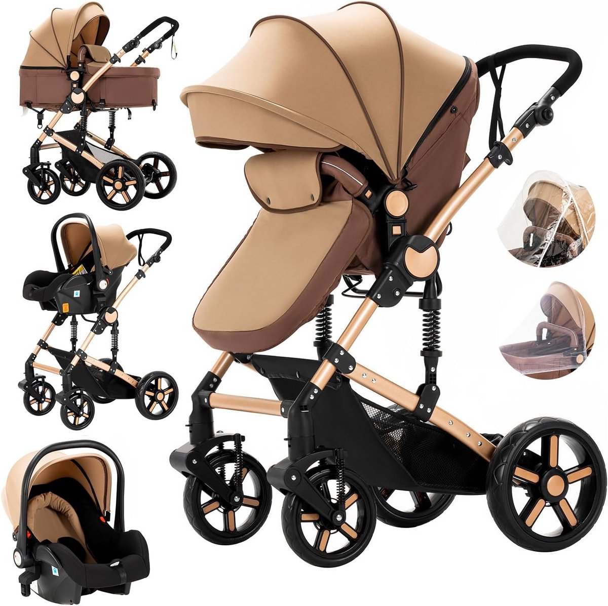 3-in-1 Kinderwagen Combinatie Reiswieg en Buggy Inklapbaar