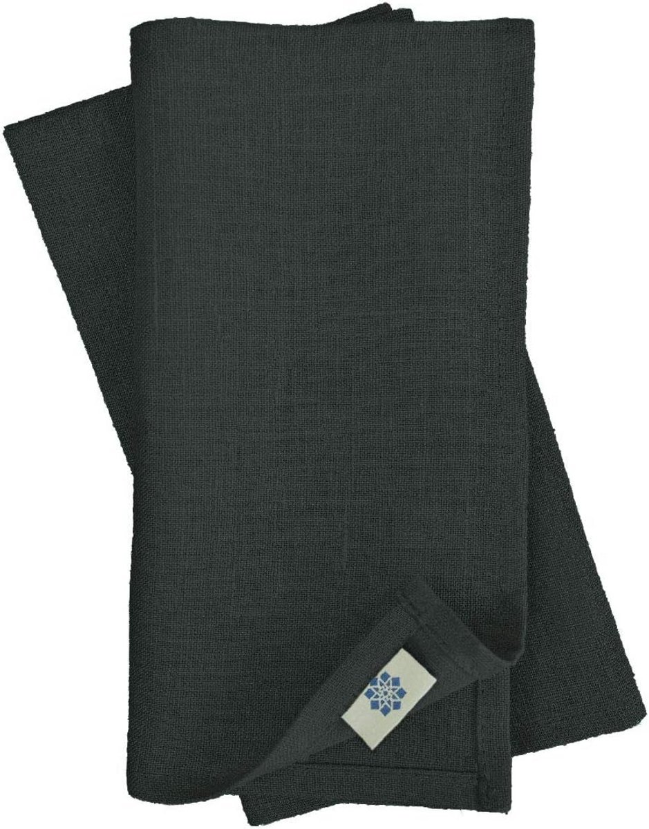 Set van 4 Linnen Stoffen Diner Servetten Zwart (32x32 cm) - 100% Linnen Keukenlinnen
