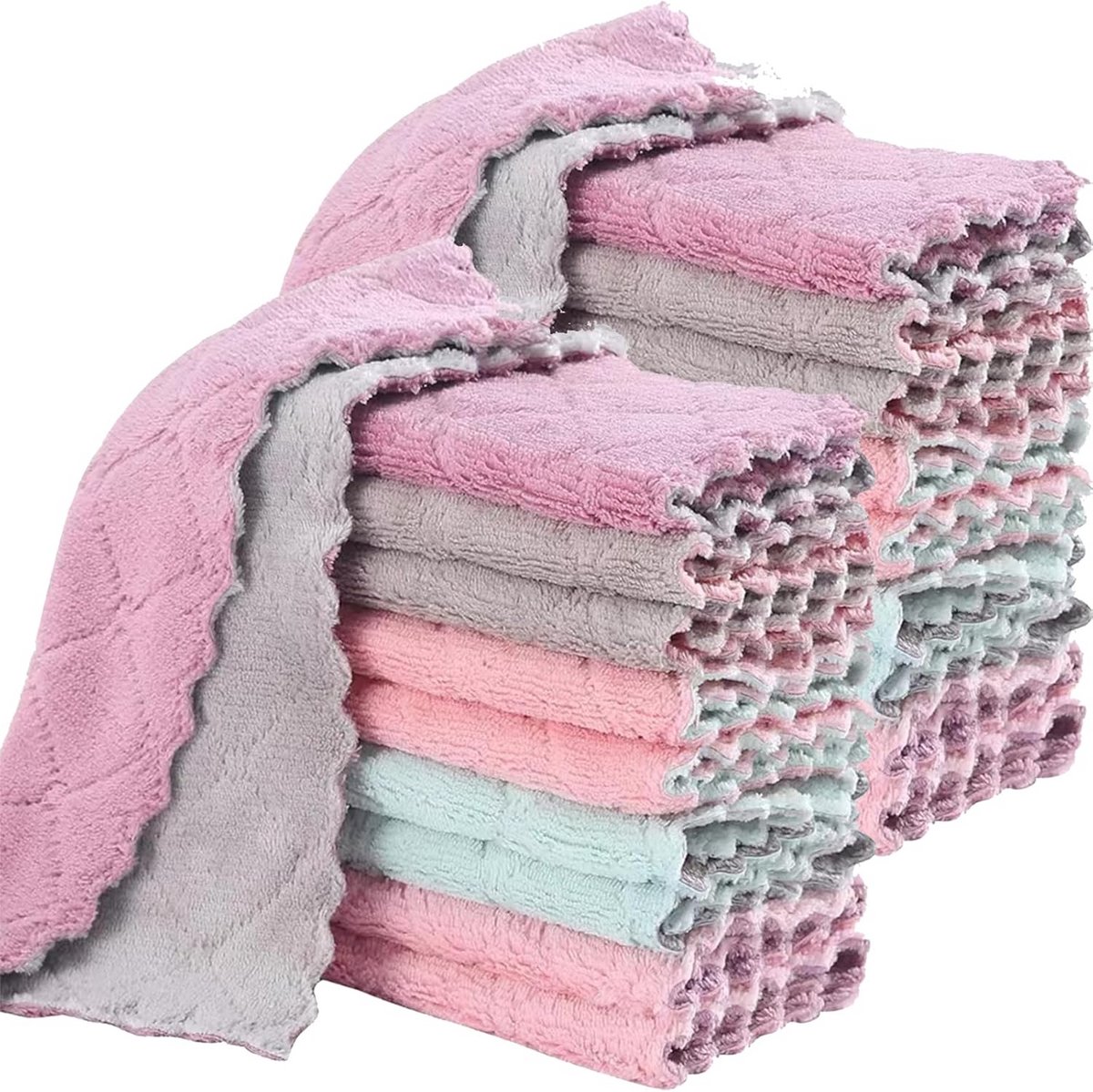 20 Stuks Super Absorberende Keukendoeken en Vaatdoeken van Koraalfluweel