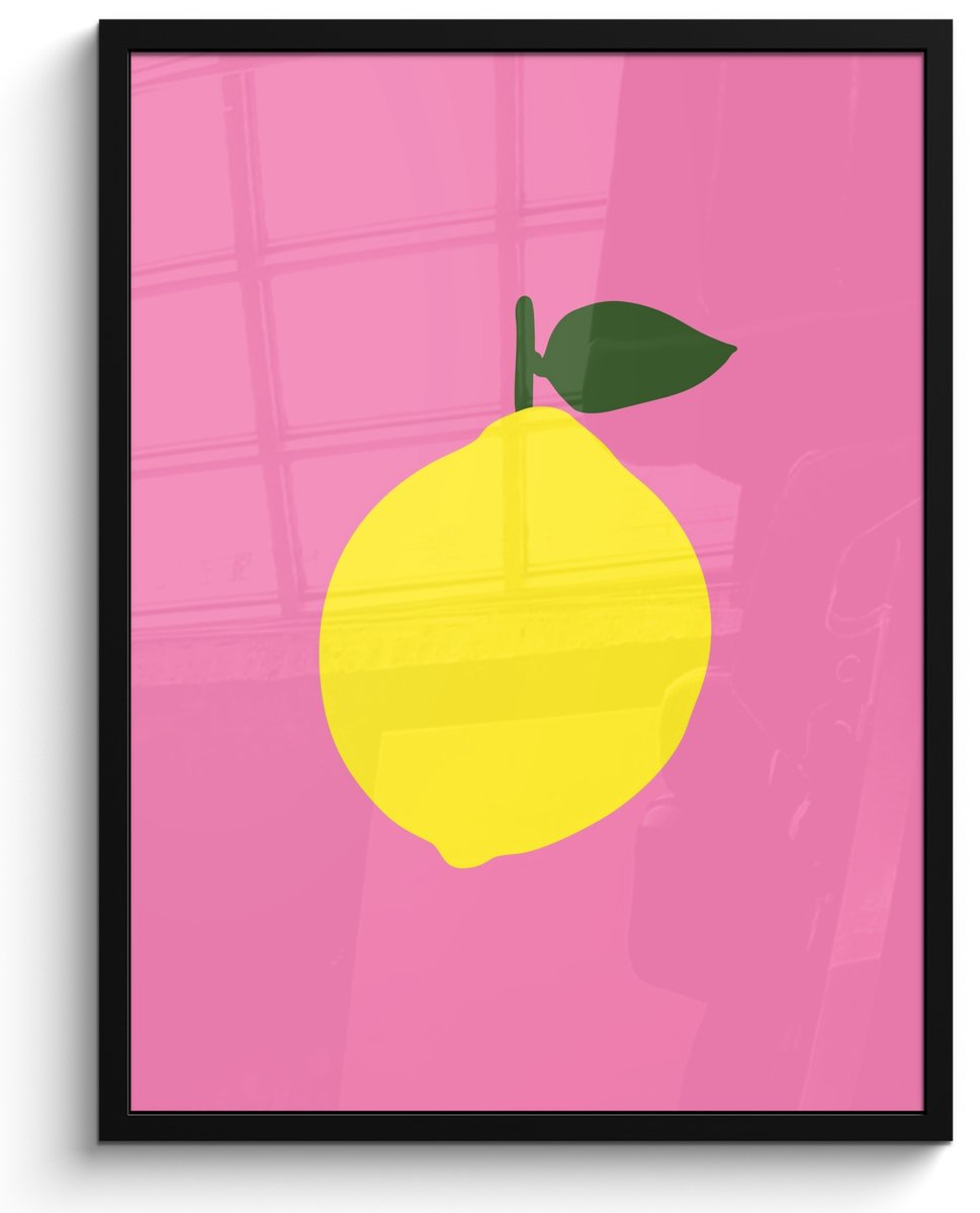 FrameYourWall Poster in lijst - Fotolijst 50x70 cm - Posters - Citroen - Geel - Fris - Posterlijst zwart - Decoratie - Wanddecoratie woonkamer - Muurdecoratie slaapkamer