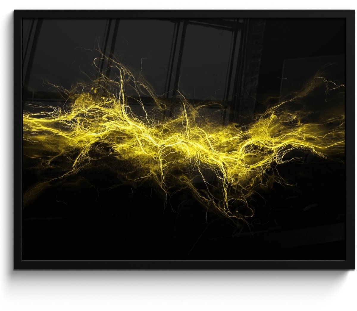 FrameYourWall Poster in lijst - Fotolijst 70x50 cm - Posters - Gaming - Elektriciteit - Geel - Energie - Posterlijst zwart - Decoratie - Wanddecoratie woonkamer - Muurdecoratie slaapkamer Vonken