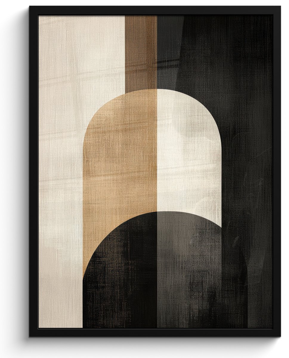 FrameYourWall Poster in lijst - Fotolijst 50x70 cm - Posters - Geometrische - Vormen - Wit - Posterlijst zwart - Decoratie - Wanddecoratie woonkamer - Muurdecoratie slaapkamer Geometrisch - Vormen