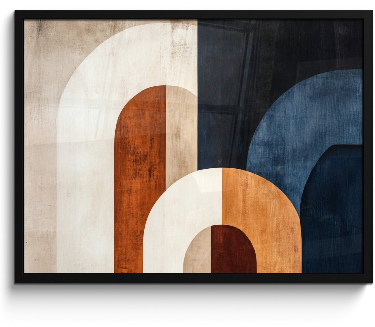 FrameYourWall Poster in lijst - Fotolijst 70x50 cm - Posters - Abstract - Vormen - Donkerblauw - Posterlijst zwart - Decoratie - Wanddecoratie woonkamer - Muurdecoratie slaapkamer
