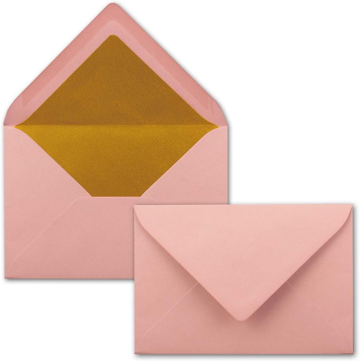 200 C6 Enveloppen in Vieux Rose (Dusky Pink) met Goud Folie Binnenkant - Sluitklep