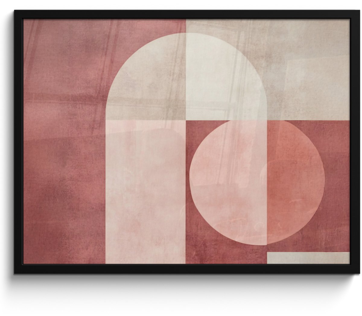FrameYourWall Poster in lijst - Fotolijst 70x50 cm - Posters - Figuren - Abstract - Roze - Posterlijst zwart - Decoratie - Wanddecoratie woonkamer - Muurdecoratie slaapkamer Geometrisch