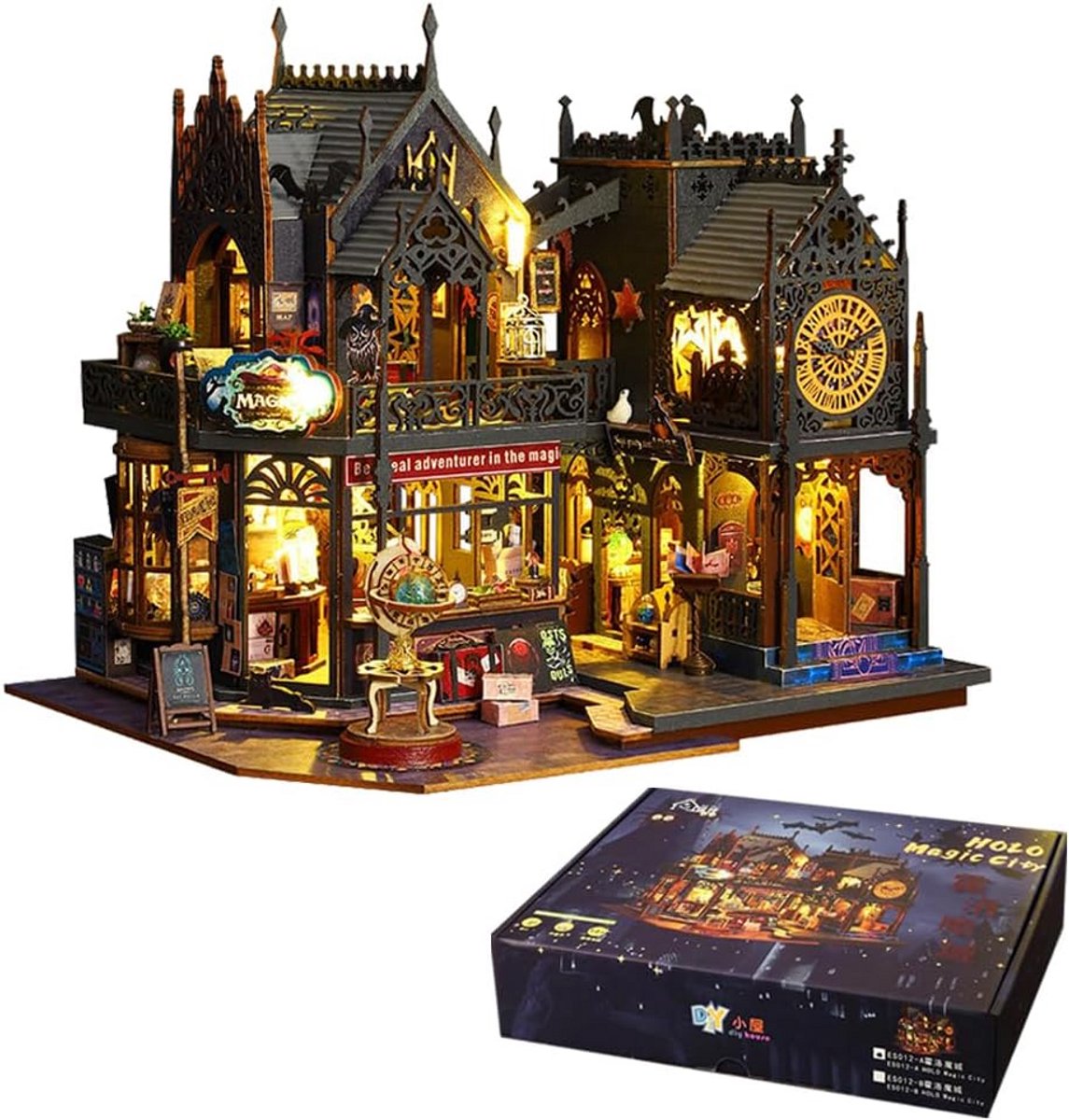 DIY Miniatuur Poppenhuis Kasteel Set met Meubels en LED Verlichting
