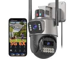 Buitenbewakingscamera met Dual Lens, 6MP, Wifi en Volgbare Tracking
