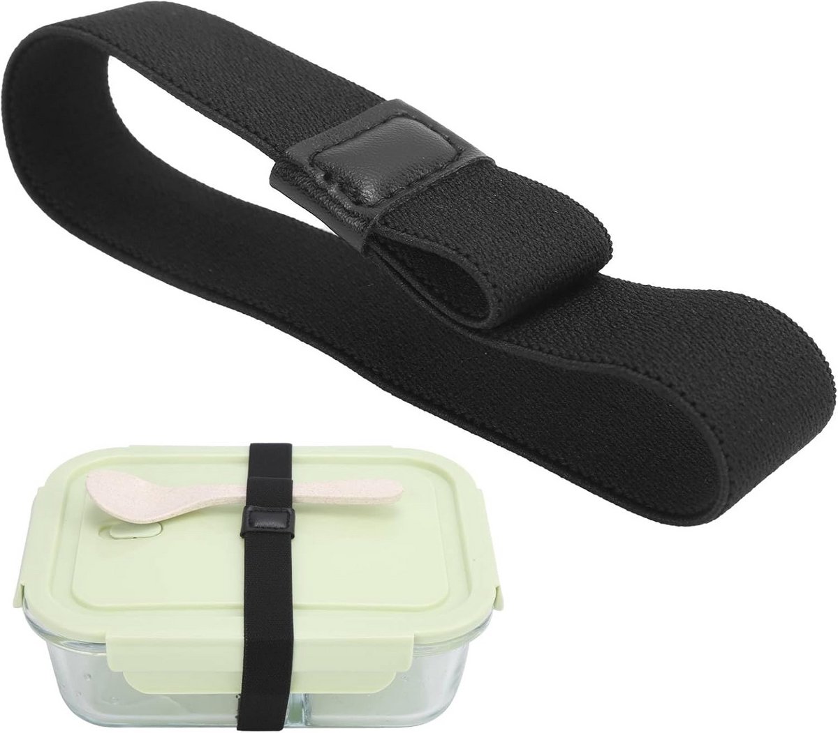 Verstelbare Elastische Bevestigingsband voor Lunchbox en Bestek - Zwart Nylon