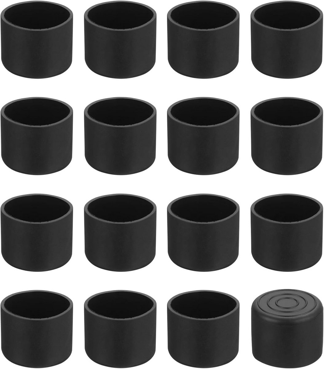 18x Ronde Stoelpootdoppen Zwart 30 mm PVC - Antislip Beschermkappen voor Stoelen en Tafels